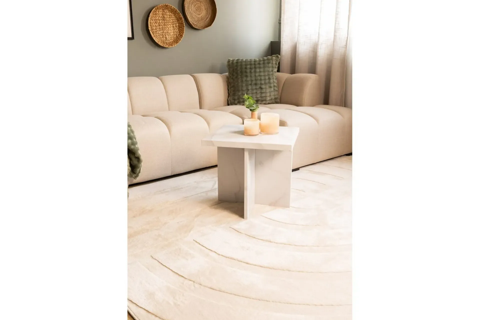 KM Home Skinn & Pelstepper|Sitteputer-Heaven Trend Maskinvevd teppe 200x290 cm Beige