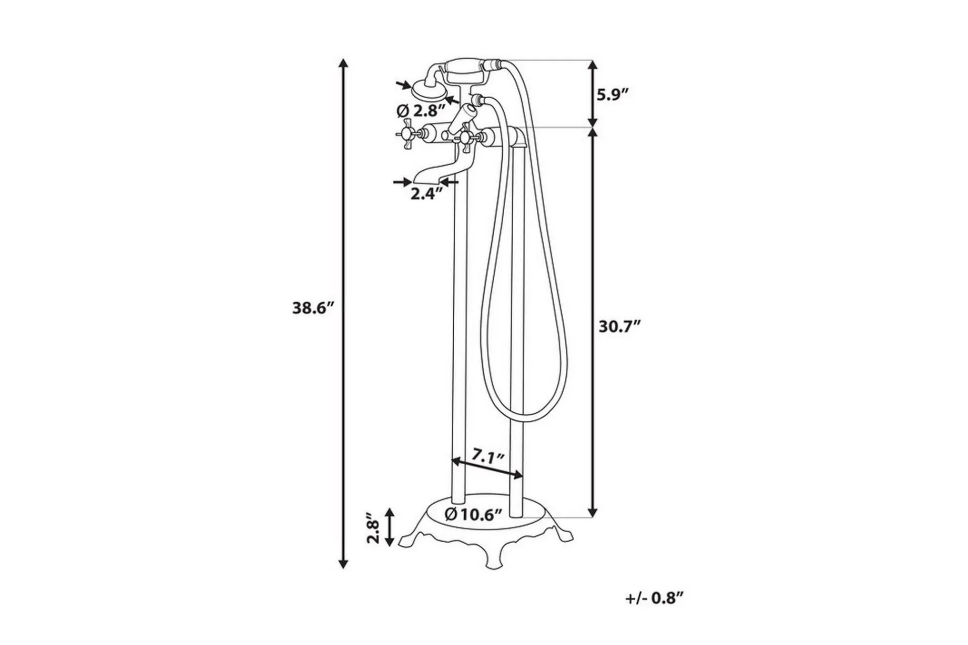 Hebbe Badekarblandebatteri 27 cm