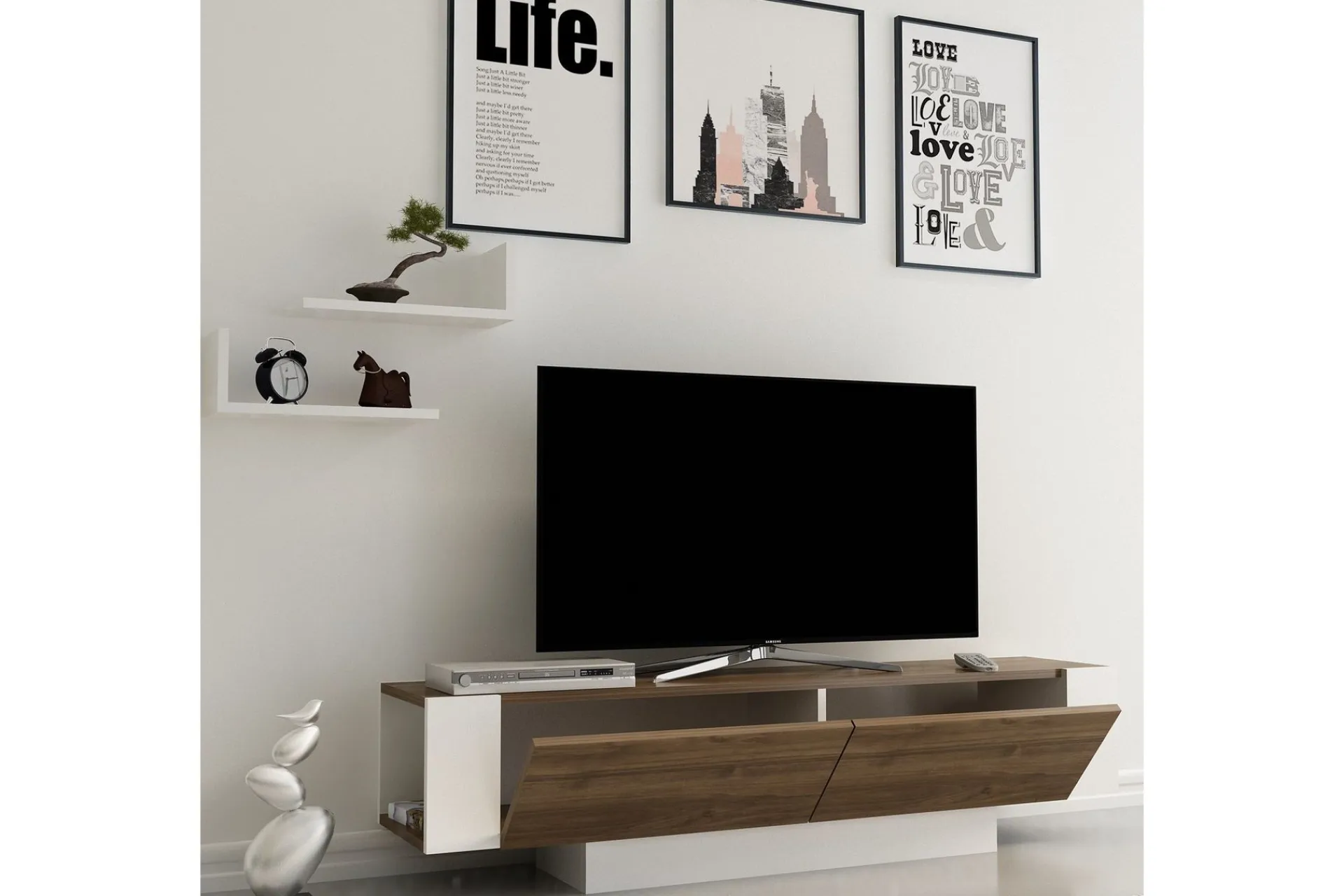Tv-Benk & Mediabenk-Hejde TV-Benk 150 cm Brun,Hvit
