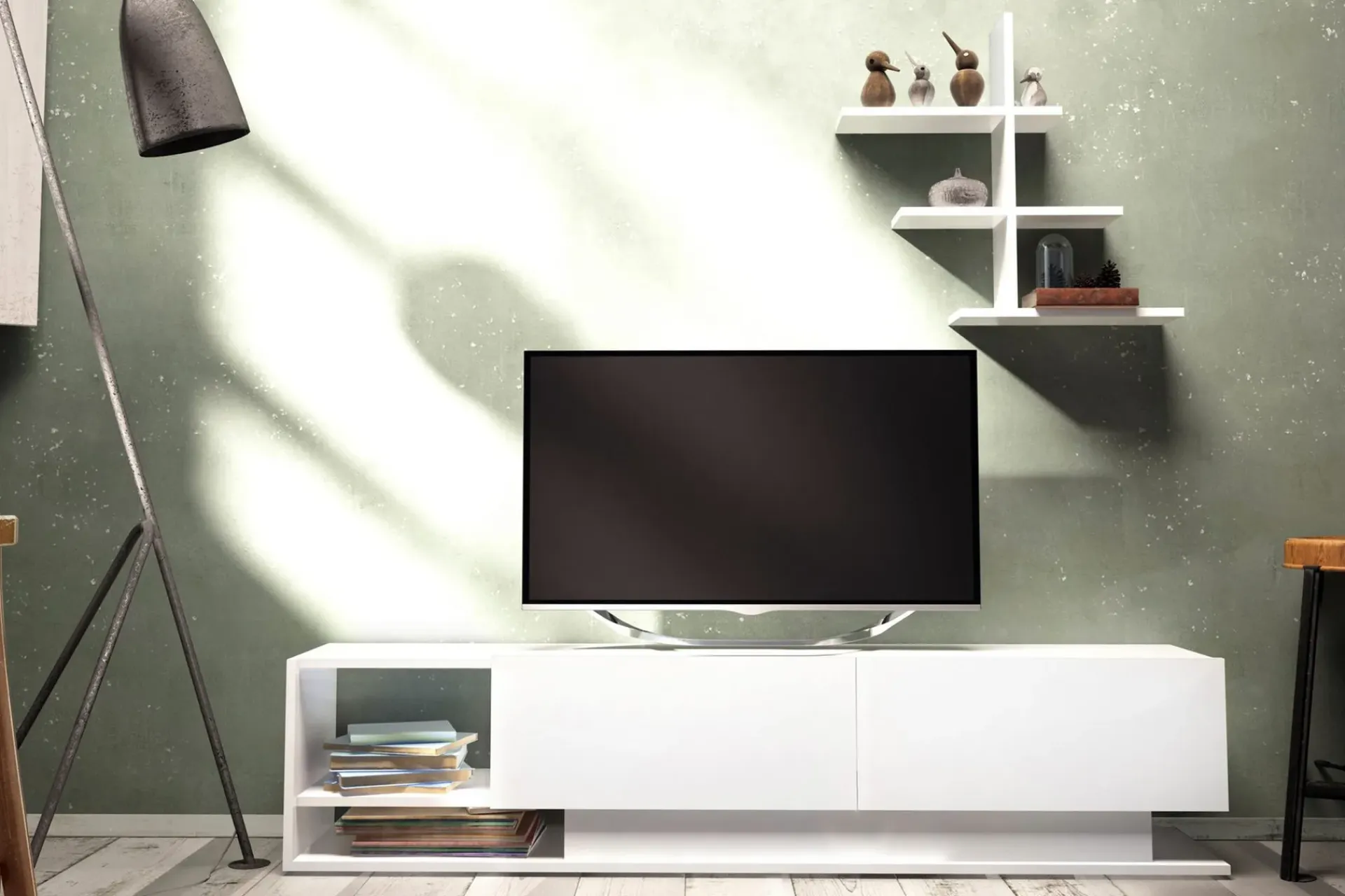 Tv-Møbelsett-Hejde TV-Benk 180 cm Hvit