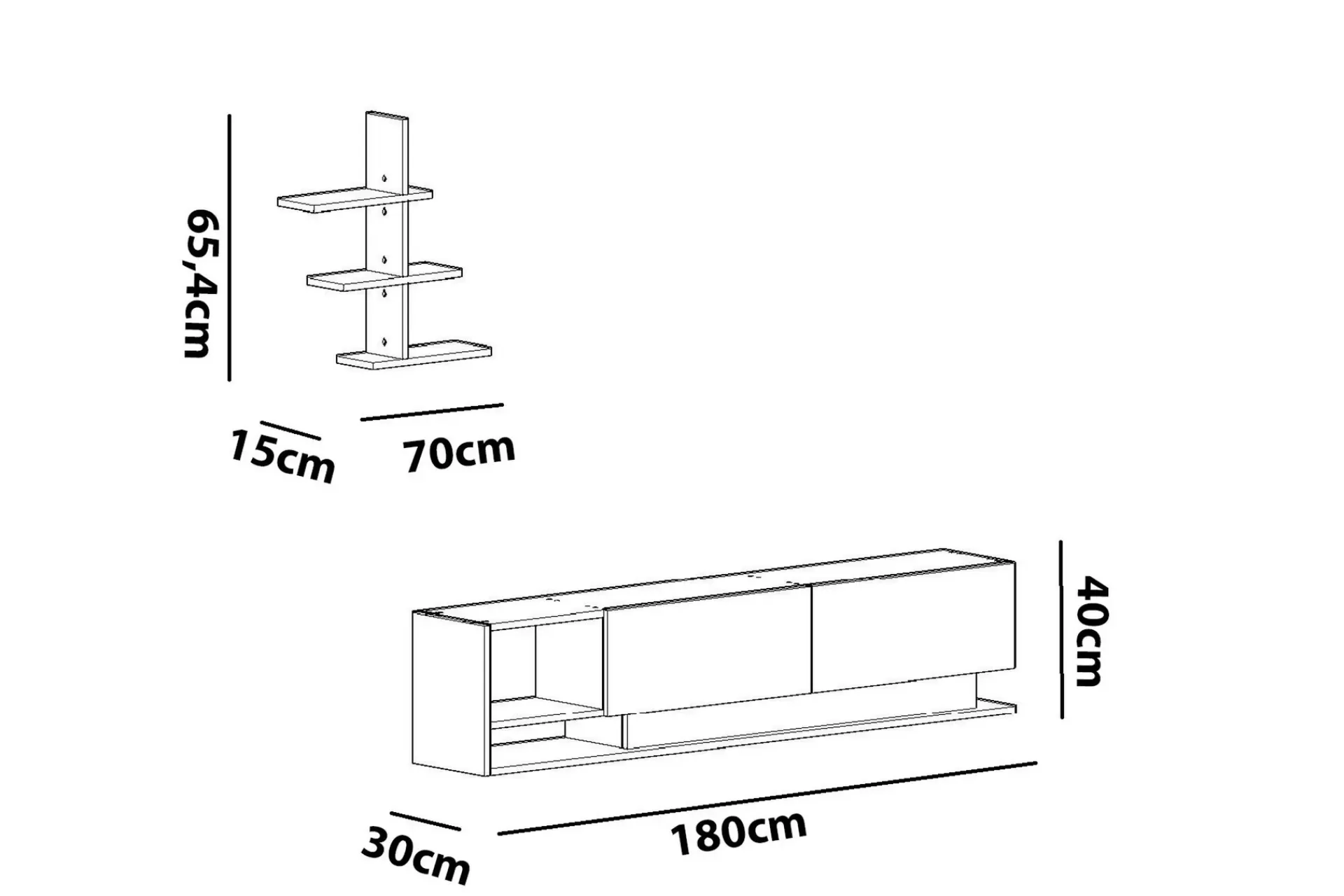 Tv-Møbelsett-Hejde TV-Benk 180 cm Hvit