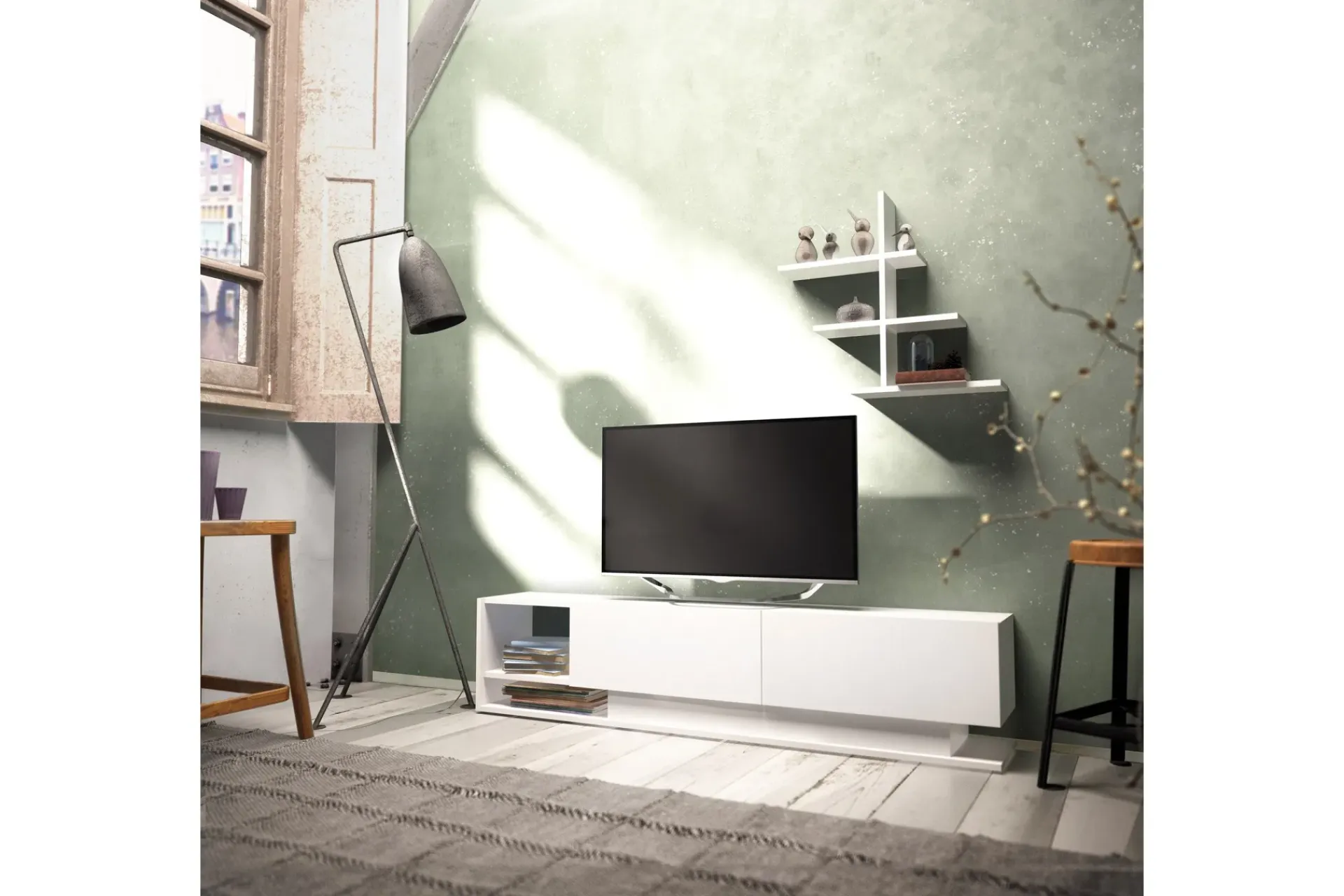 Tv-Møbelsett-Hejde TV-Benk 180 cm Hvit