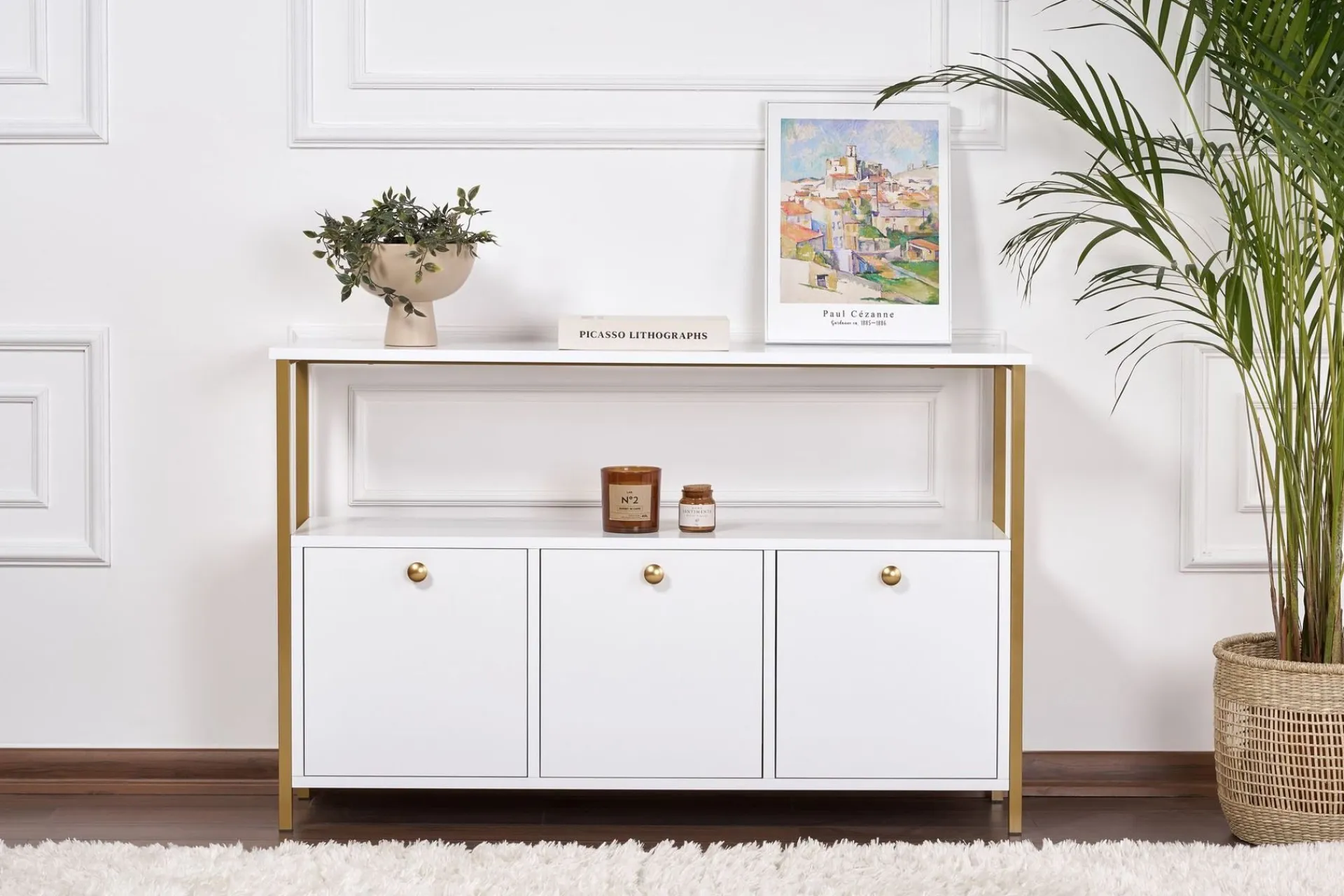 Gangbord|Avlastningsbord-Hemani Konsollbord 120 cm Hvitt og gull