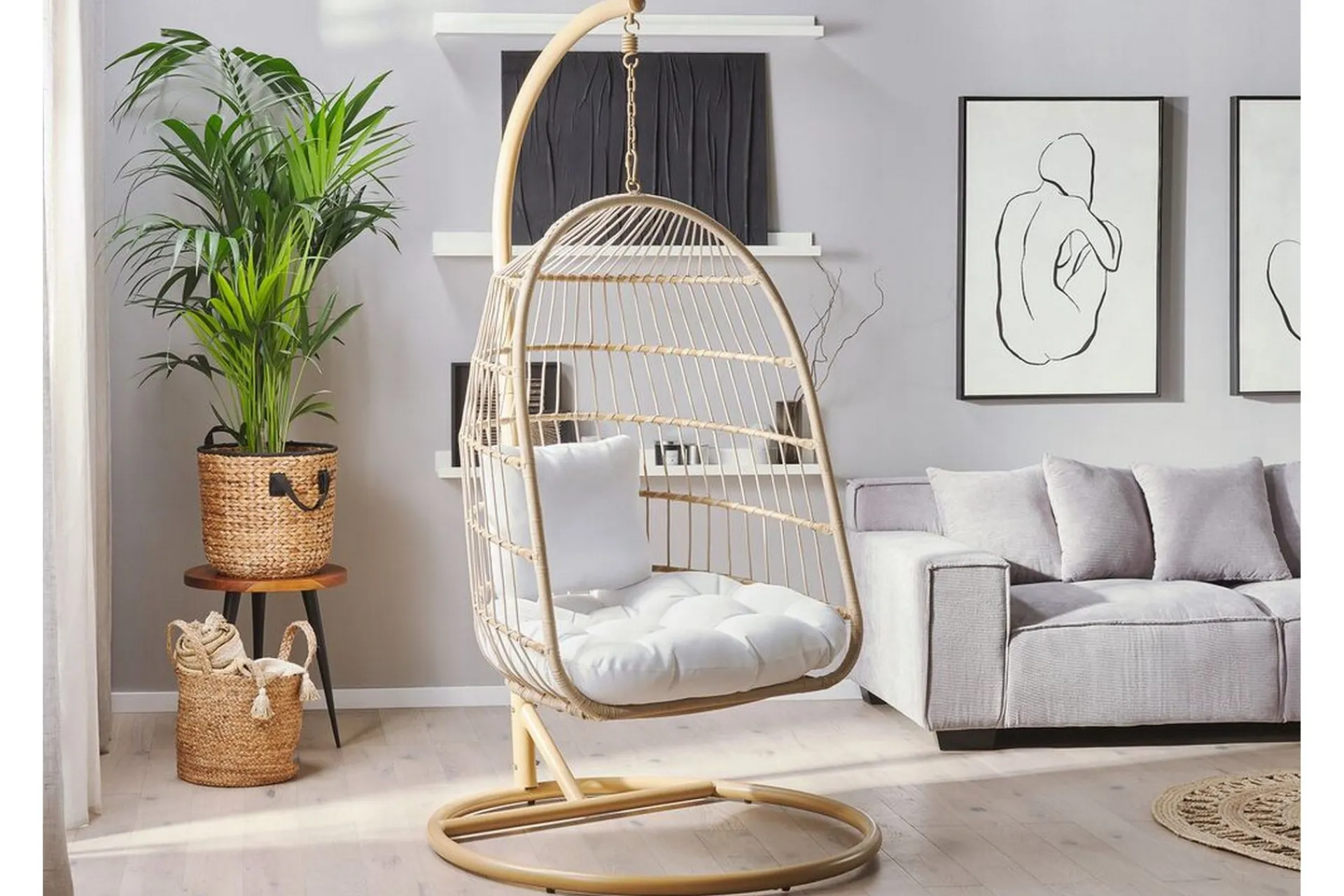 Hengestoler-Hengestol med Stativ tau beige ALL Tre/Natur
