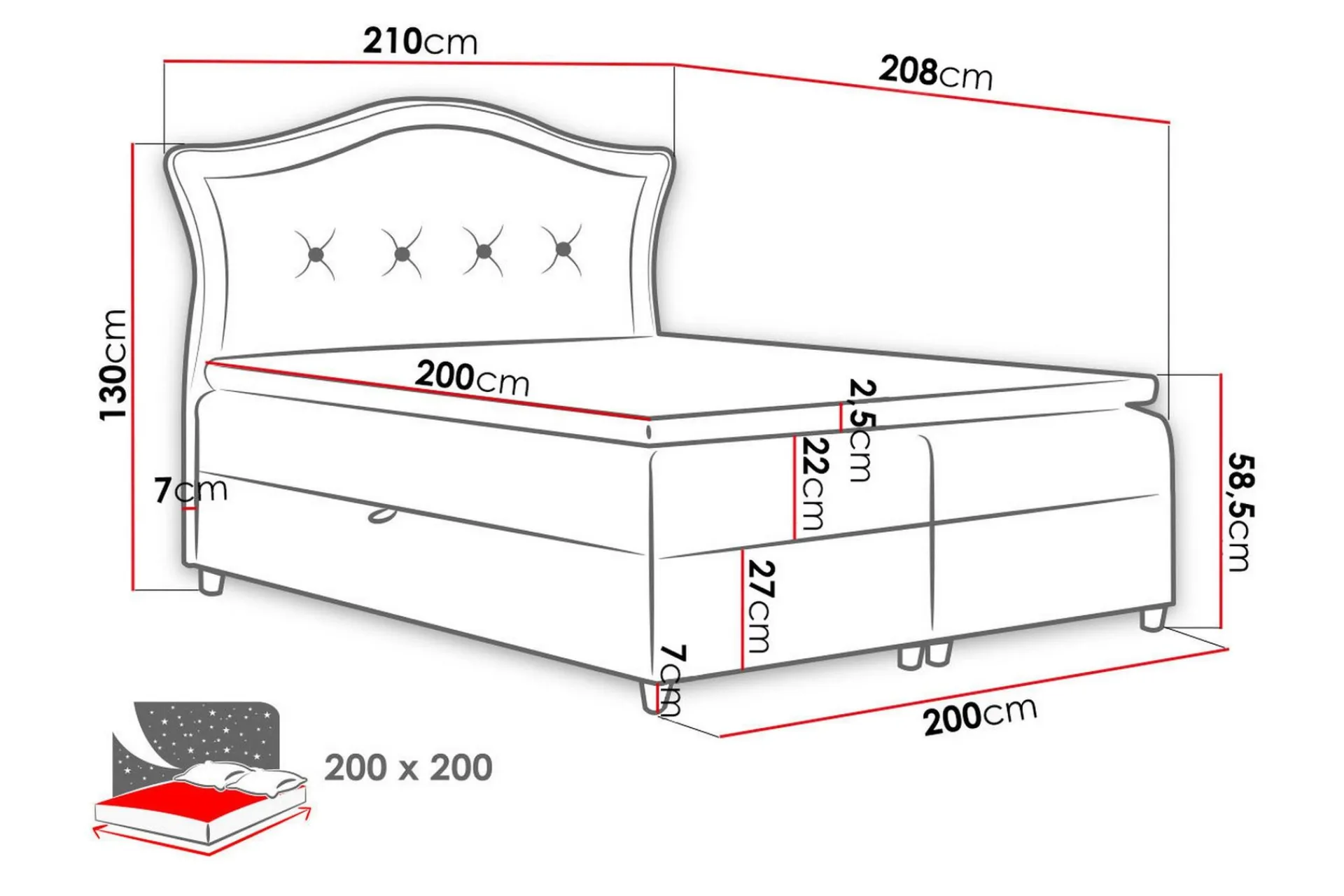 Seng Med Oppbevaring-Hestra Kontinentalseng 200x200 cm Once 5