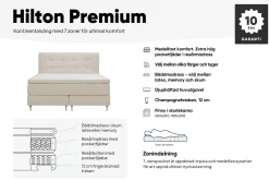 Berg & Strand Kontinentalsenger|Komplett Sengepakke-Hilton Premium Komplett Sengpakke 180x200 cm Kontinentalseng med Sengegavl Lys beige