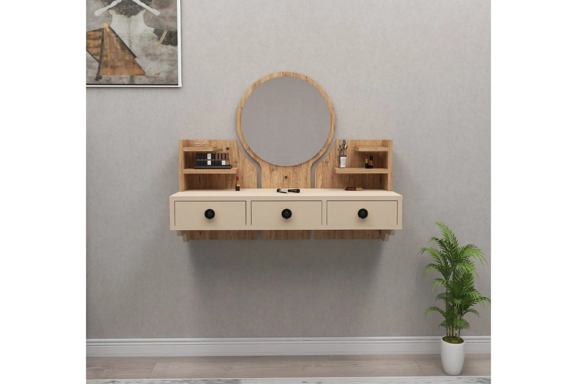 Sminkebord & Toalettbord-Hines Sminkebord 90 cm Brun,Beige