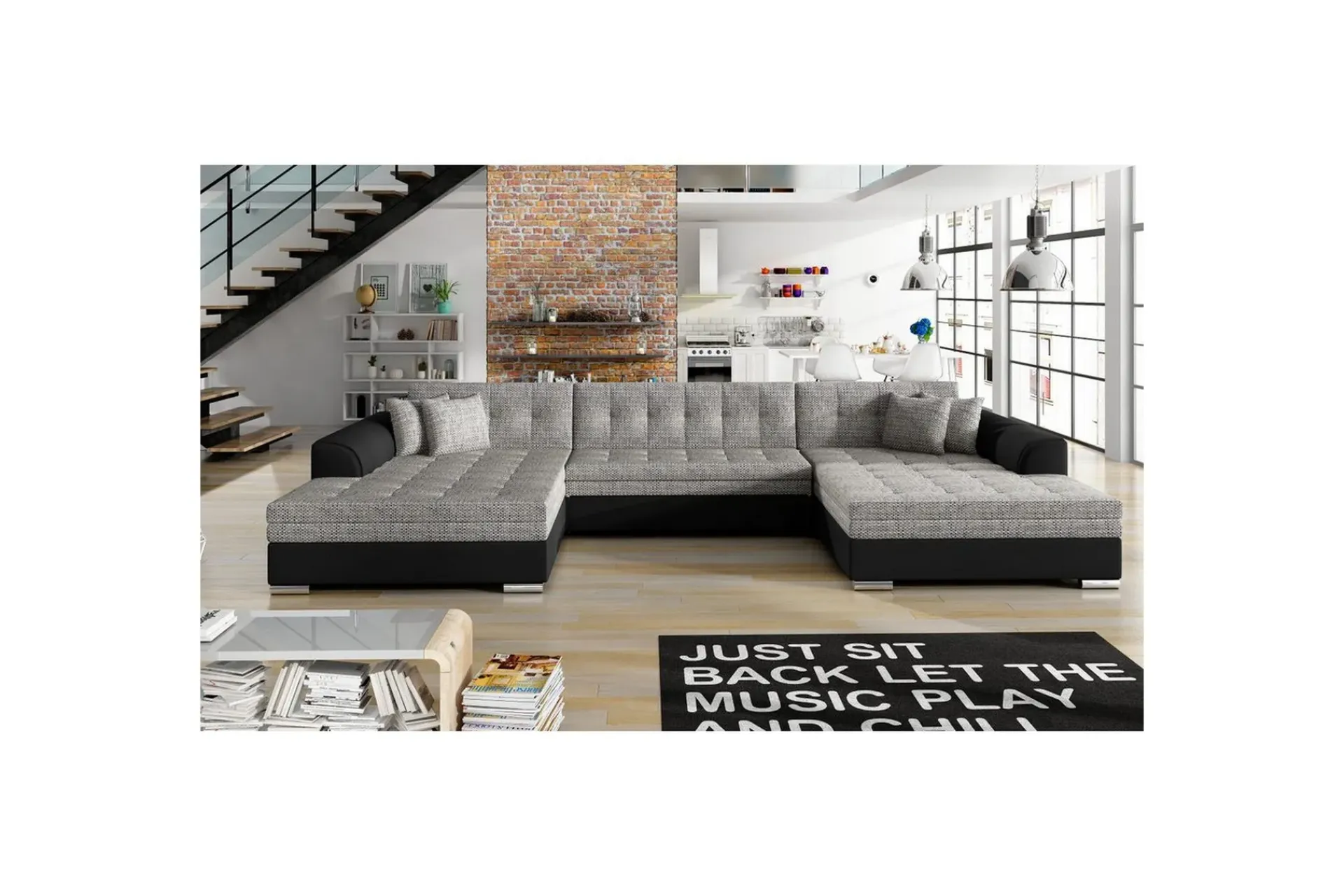 Sovesofaer-Hjørnesofa Eltap Vento 359x165x78 cm Svart,Grey