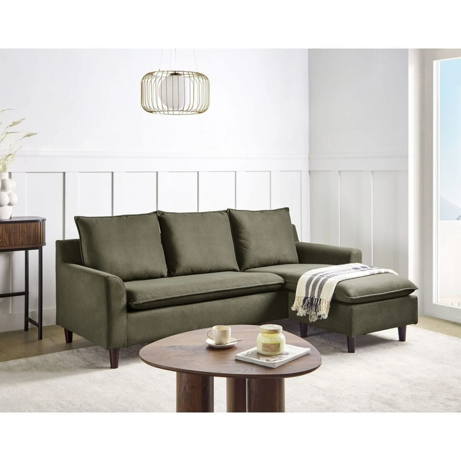Hjørnesofa-Hjørnesofa Elvenes Mørkfarget tre,Mørkegrønn
