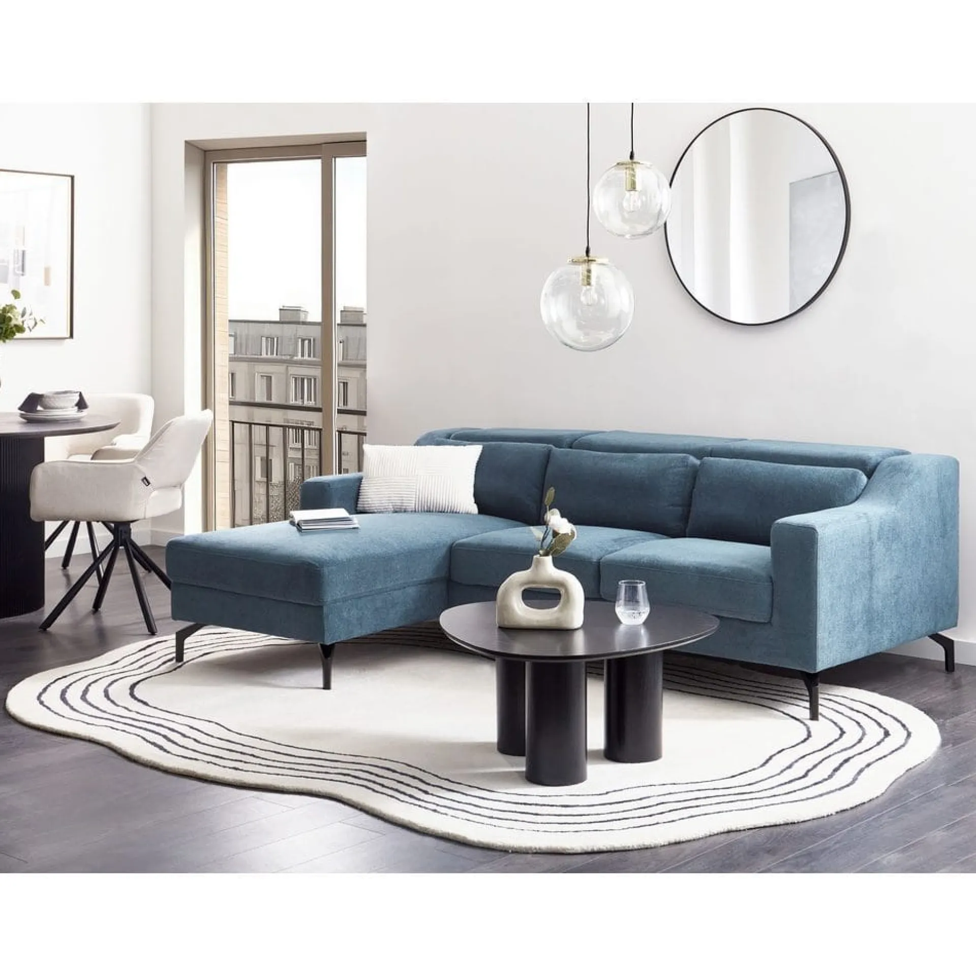 Hjørnesofa-Hjørnesofa Glosli Svart,Blå