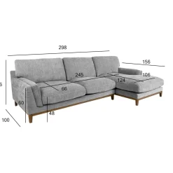 Hjørnesofa-Hjørnesofa HOME4YOU Basil Høyre hjørne grå