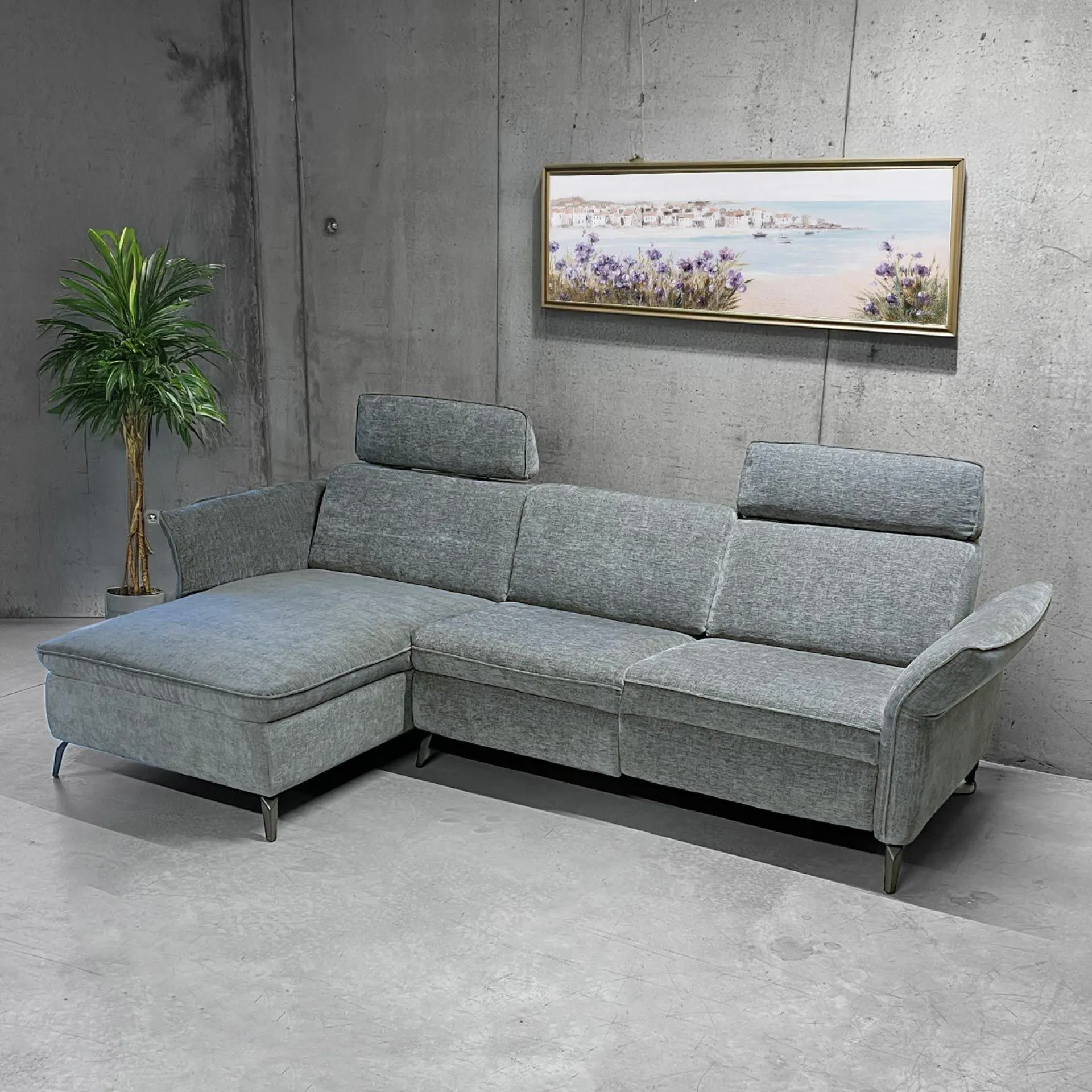 Hjørnesofa HOME4YOU Dayton elektrisk recliner Lys grå Høyre hjørne