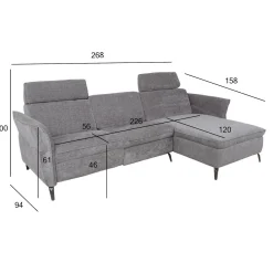 Hjørnesofa HOME4YOU Dayton elektrisk recliner Lys grå Høyre hjørne