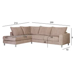 Hjørnesofa-Hjørnesofa HOME4YOU Leila venstre hjørne Beige
