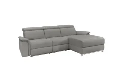 Loft24 Hjørnesofa 3-seter Pareli Grå, Sunday Stoff, Høyre Elektrisk Recliner