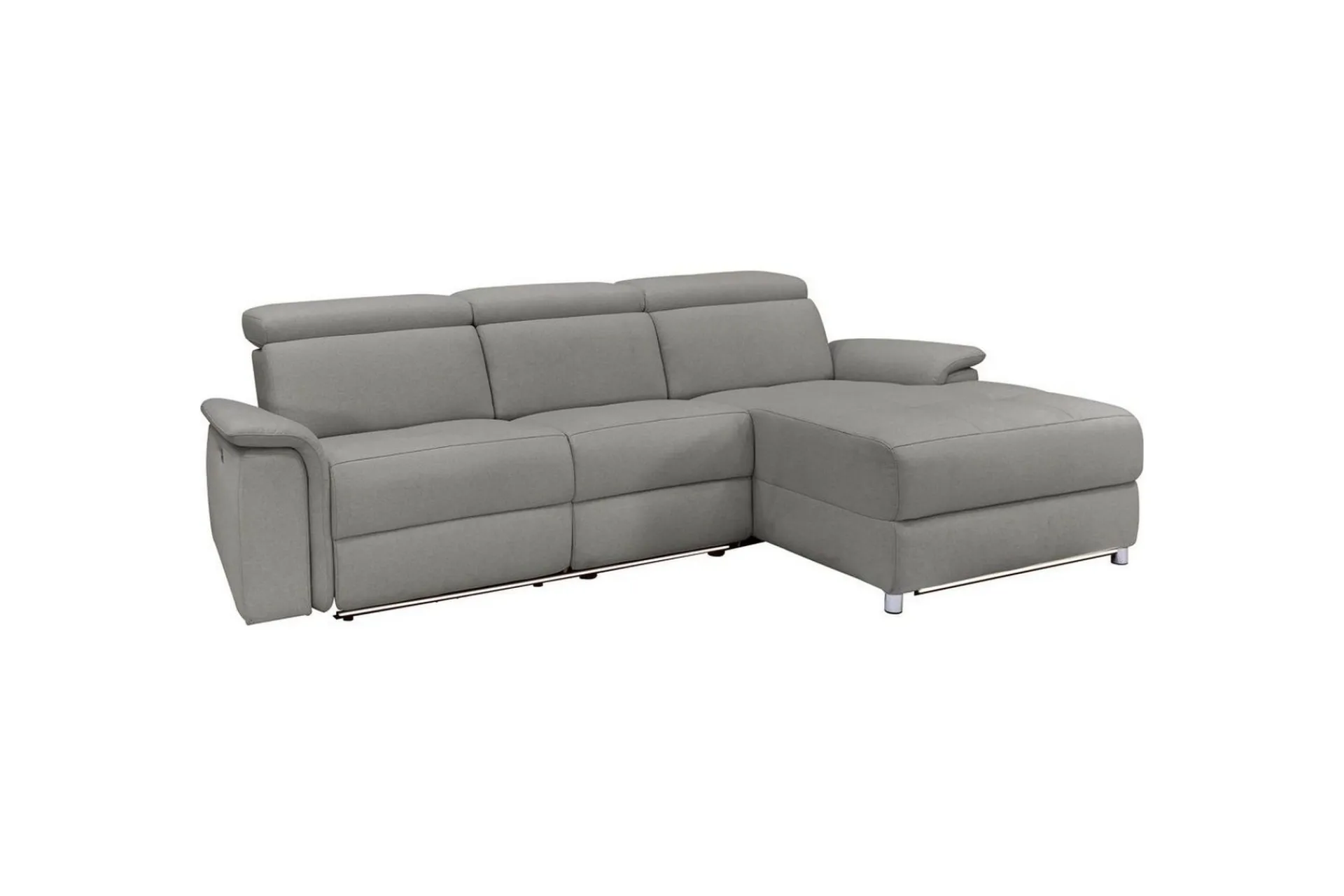 Loft24 Hjørnesofa 3-seter Pareli Grå, Sunday Stoff, Høyre Elektrisk Recliner