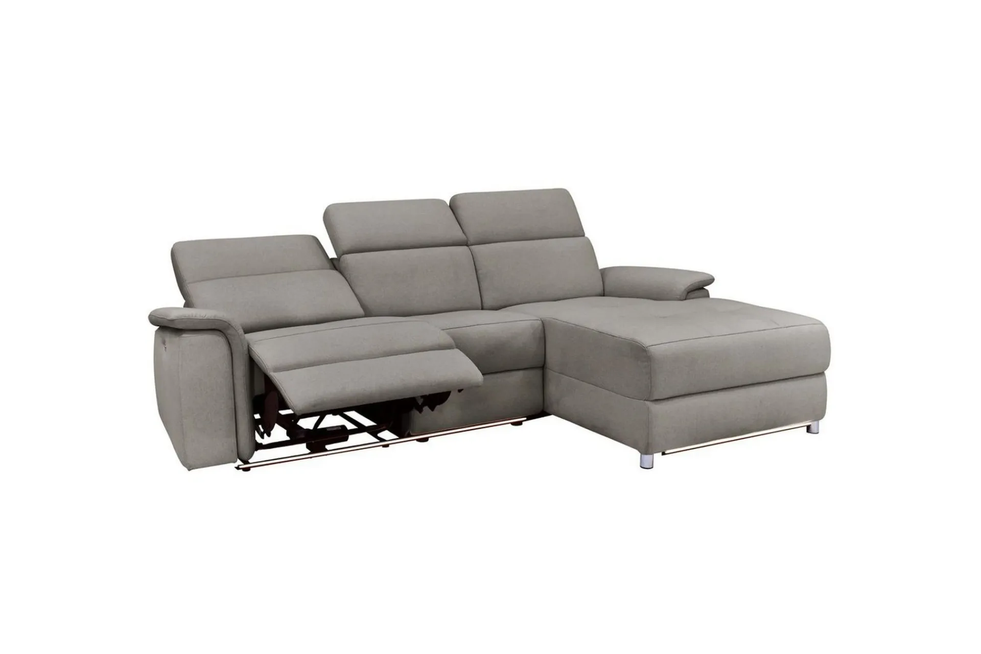 Loft24 Hjørnesofa 3-seter Pareli Grå, Sunday Stoff, Høyre Elektrisk Recliner