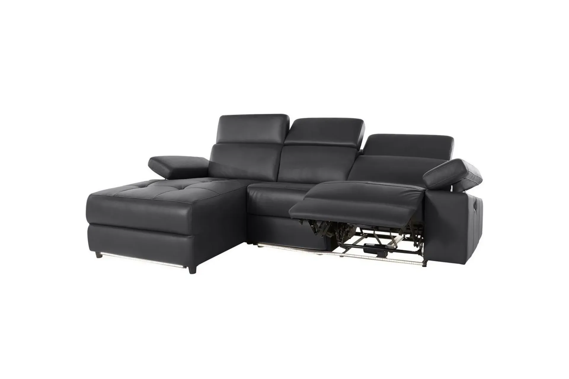 Loft24 Hjørnesofa-Hjørnesofa 3-seter Rayland , PU, Venstre Manuell Recliner Svart