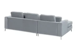 Velour Sofa & Fløyel Sofa-Hjørnesofa 4-seters H med sovefunksjon fløyelsgrå OSLO Grey