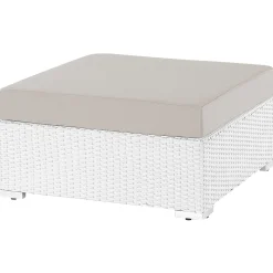 Veranda & Terrasse|Loungesett-Hjørnesofa utendørs med bord 4-seter Sano høyrevendt modulær kunstrotting Hvit/Beige