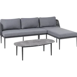 Hjørnesofa utendørs med bord 3-seter Leffe venstrevendt