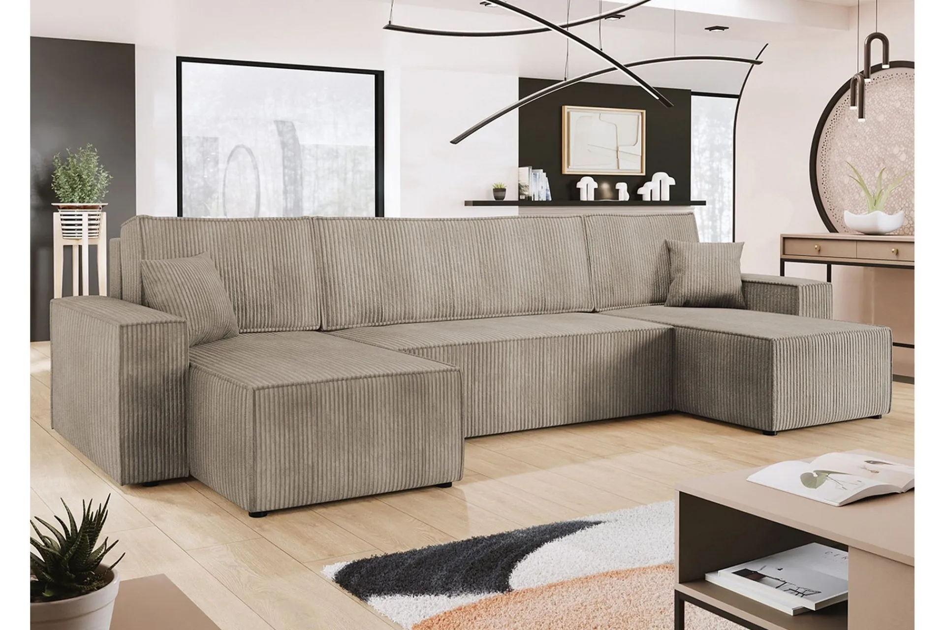 U-Sofa-Hobson Sofa Dobbel sjeselong 4-seter Beige