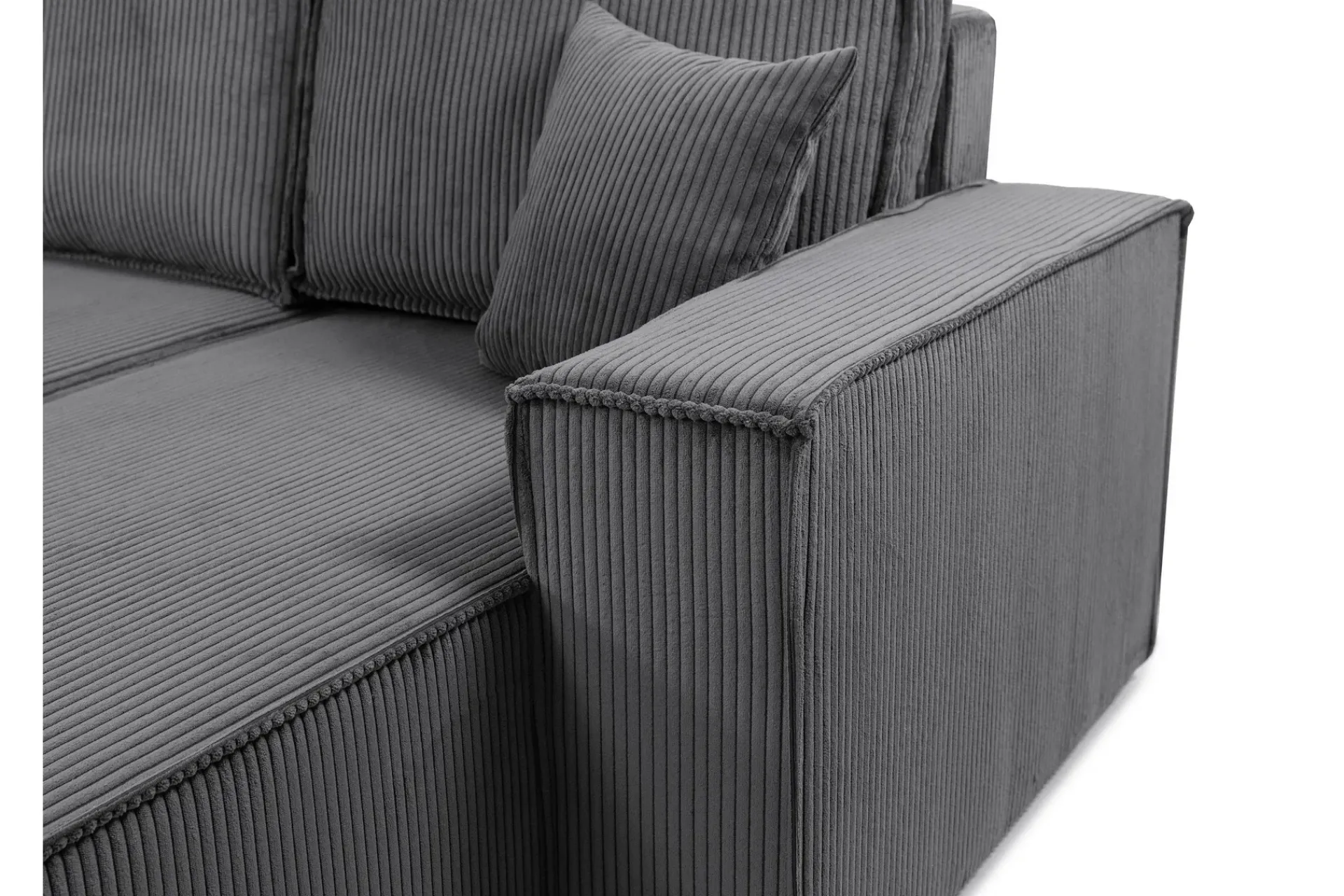 Sovesofaer-Hobson Sovesofa med Dobbel Sjeselong 4-seter i Plysj Grey