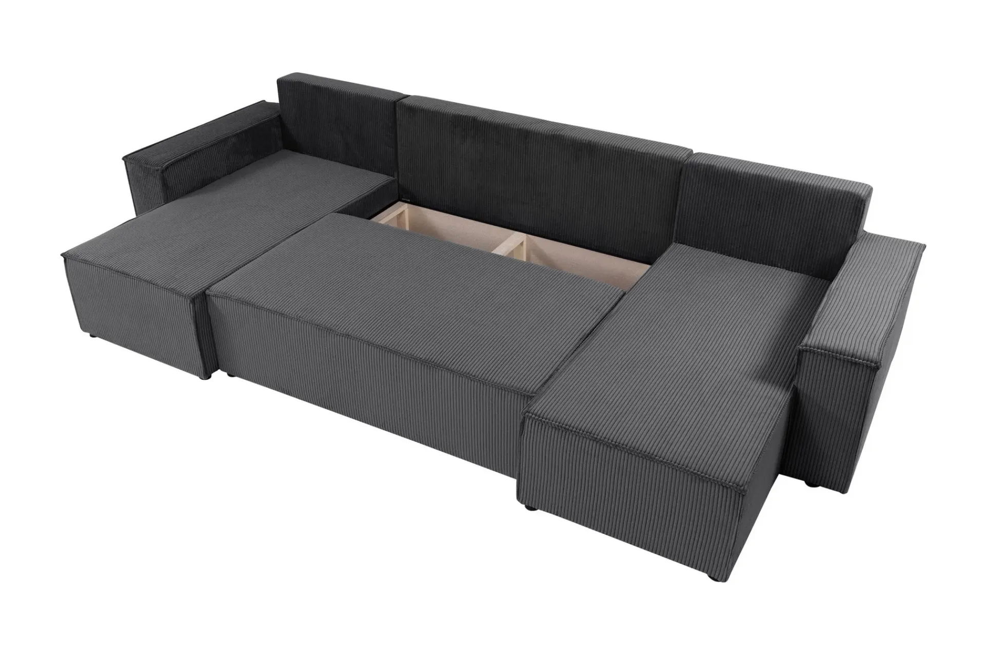 Sovesofaer-Hobson Sovesofa med Dobbel Sjeselong 4-seter i Plysj Grey