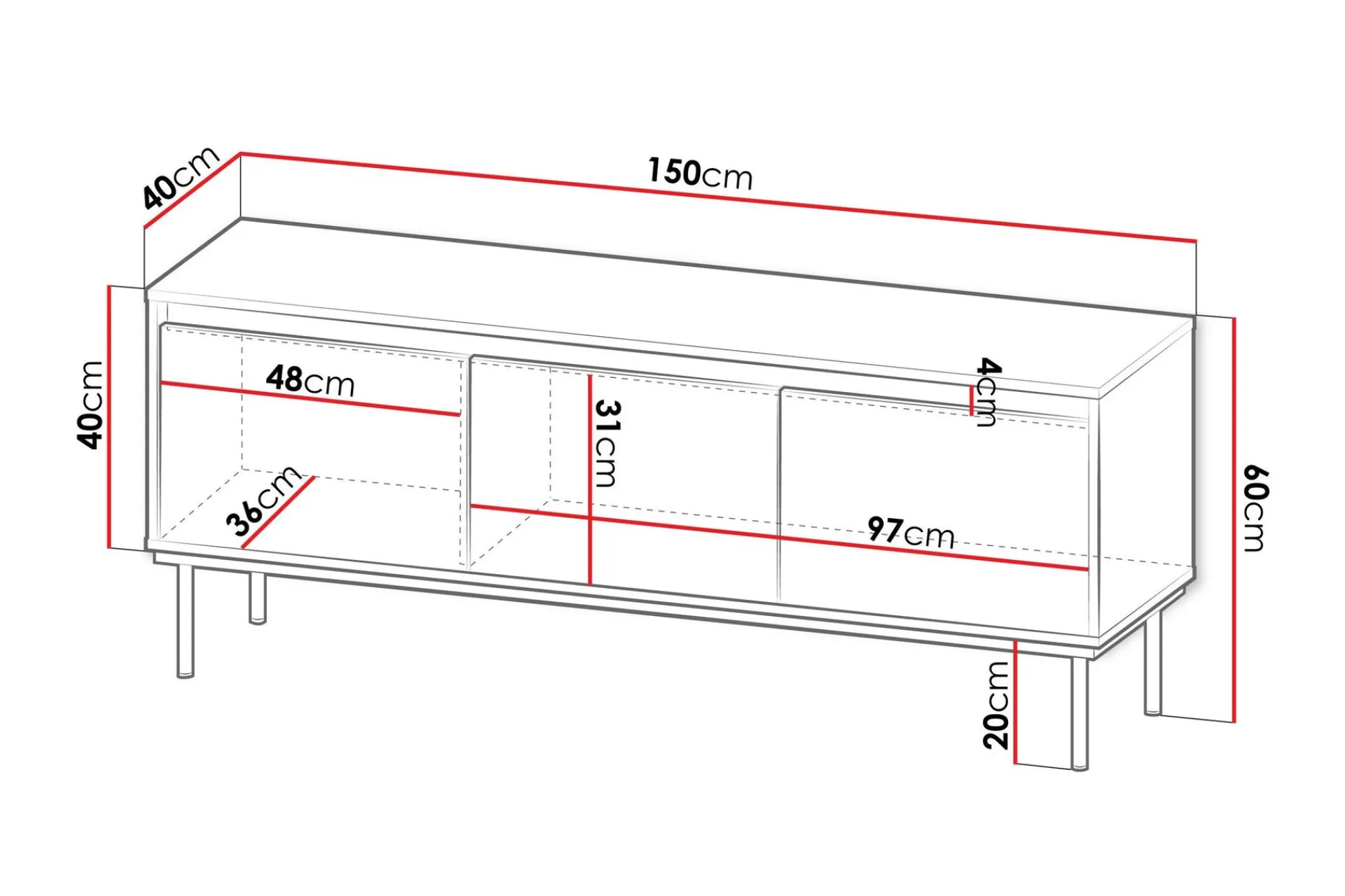 Hollander TV-benk 150 cm