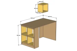 Kontorbord-Hovdane Skrivebord 120 cm med Oppbevaring Hylle + Vegghylle Brun
