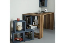 Kontorbord-Hovdane Skrivebord 120 cm med Oppbevaring Hylle + Vegghylle Brun