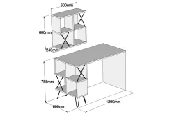 Kontorbord-Hovdane Skrivebord 120 cm med Oppbevaring Hylle + Bokhylle L Brun,Svart