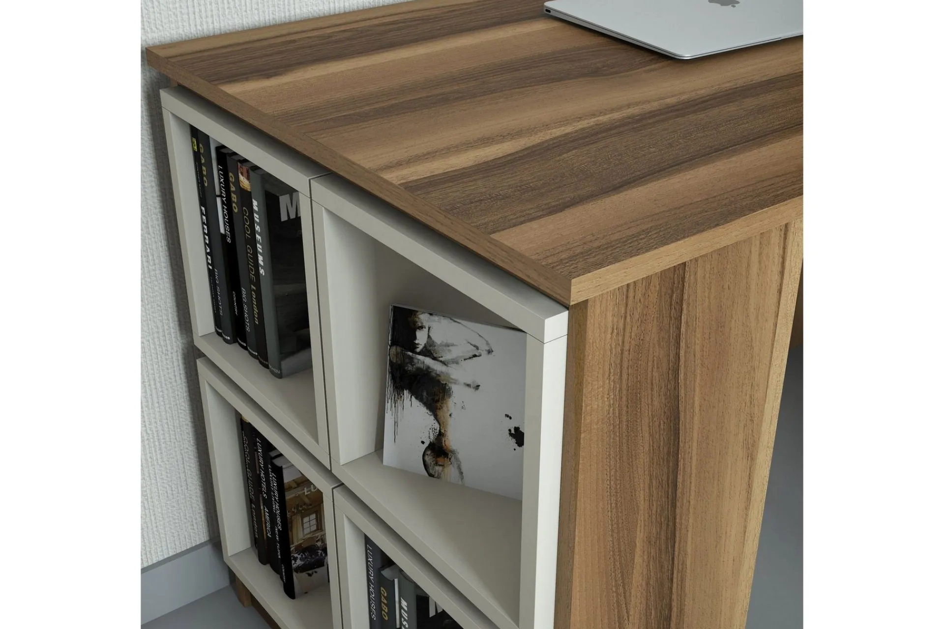 Hovdane Skrivebord 120 med Oppbevaring Hylle + Vegghylle