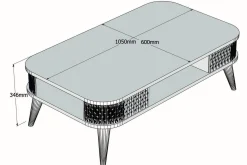 Sofabord-Hovdane Sofabord 105 cm med Oppbevaring Hylle Runde Hjørner Hvit / Brun / Eik