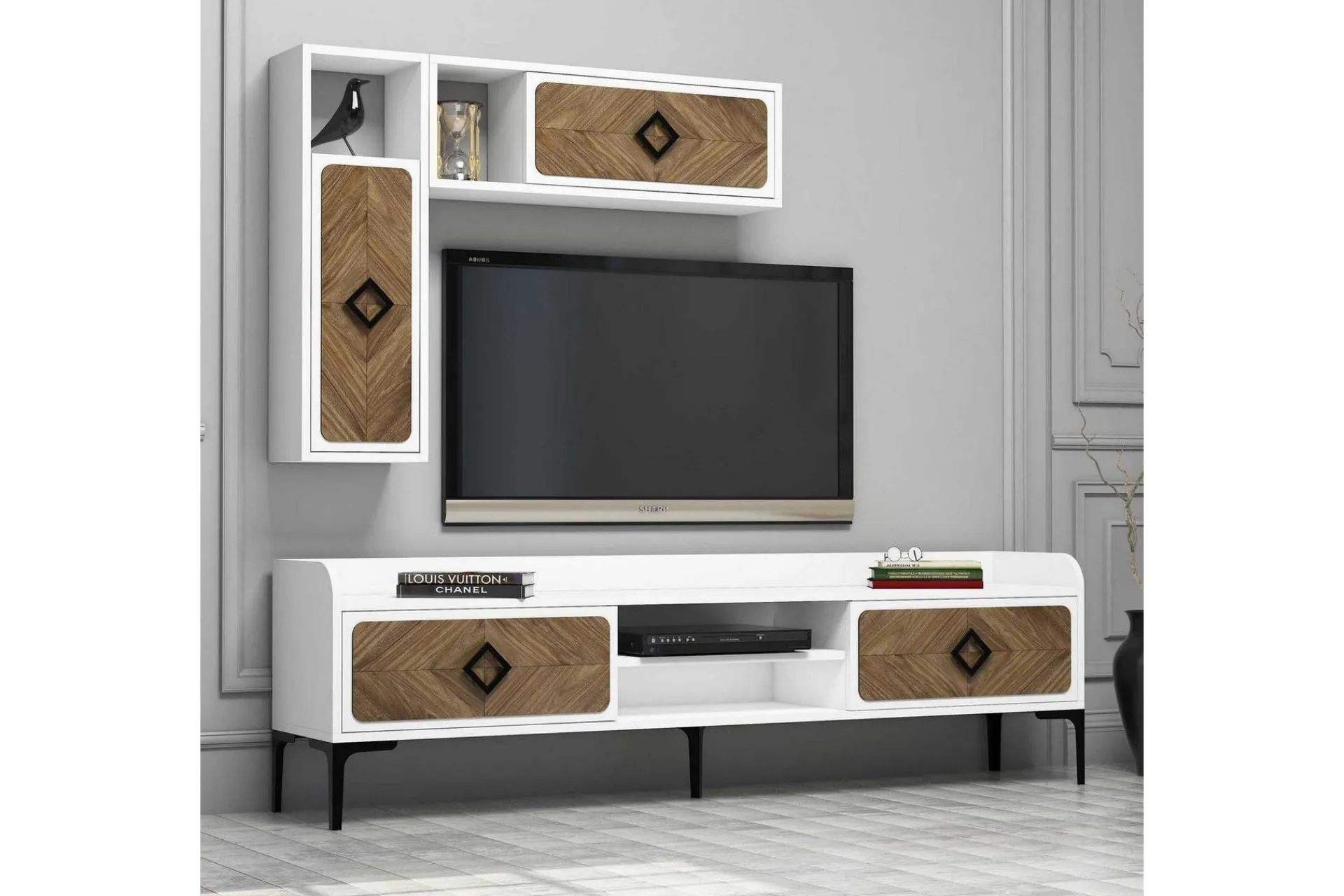 Tv-Møbelsett-Hovdane TV-Benk 180 cm Brun,Hvit
