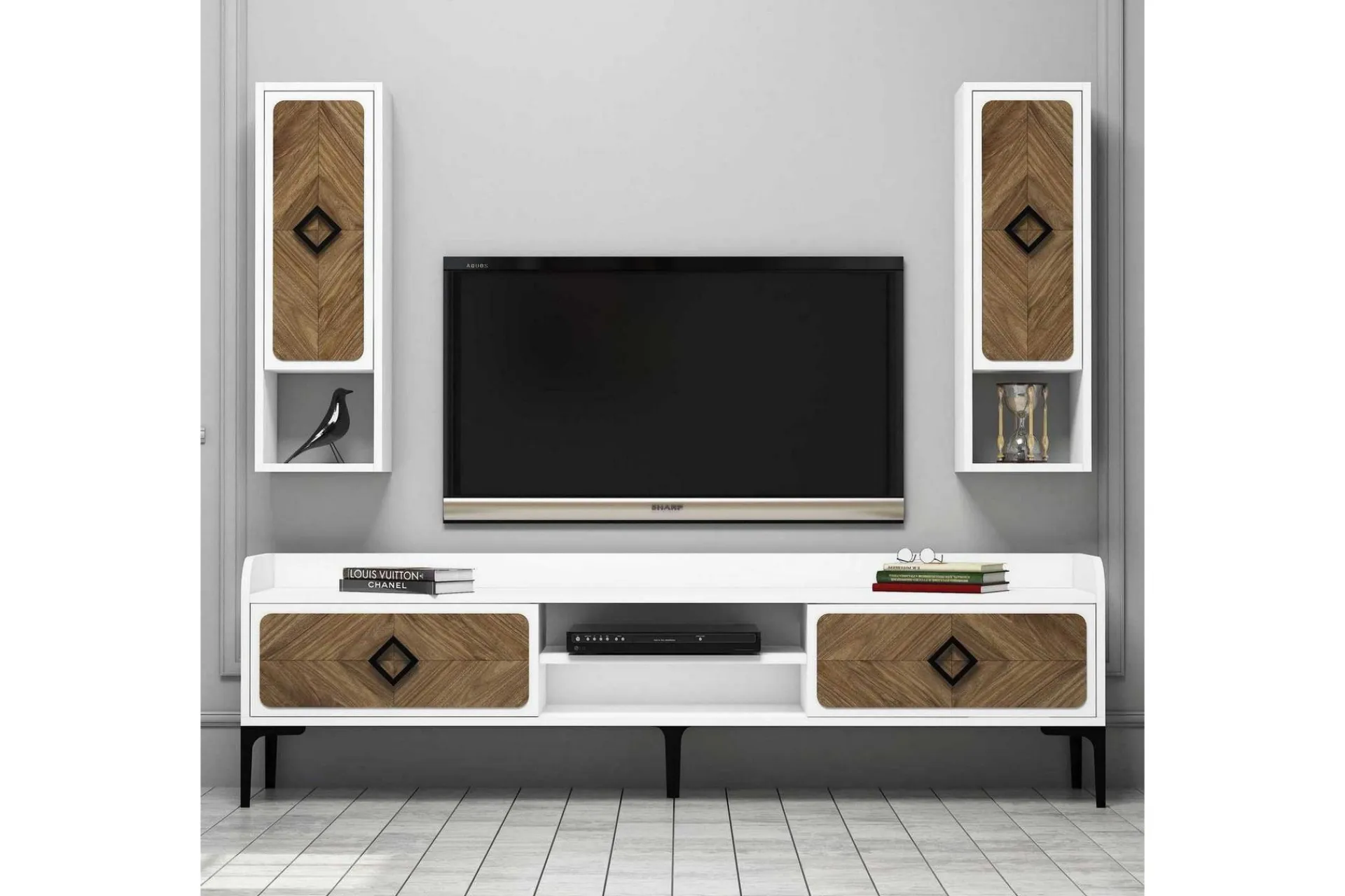 Tv-Møbelsett-Hovdane TV-Benk 180 cm Brun,Hvit