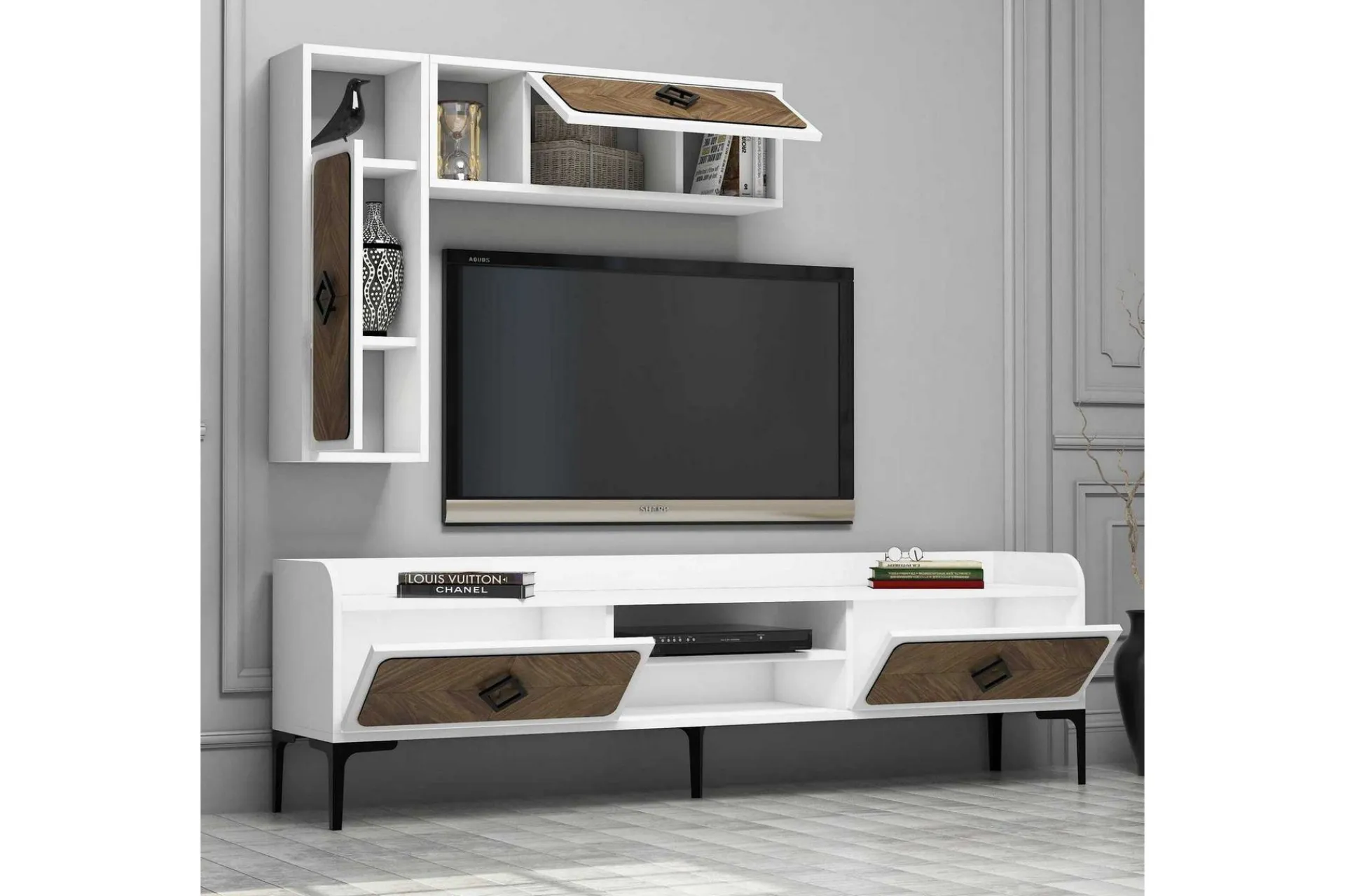 Tv-Møbelsett-Hovdane TV-Benk 180 cm Brun,Hvit