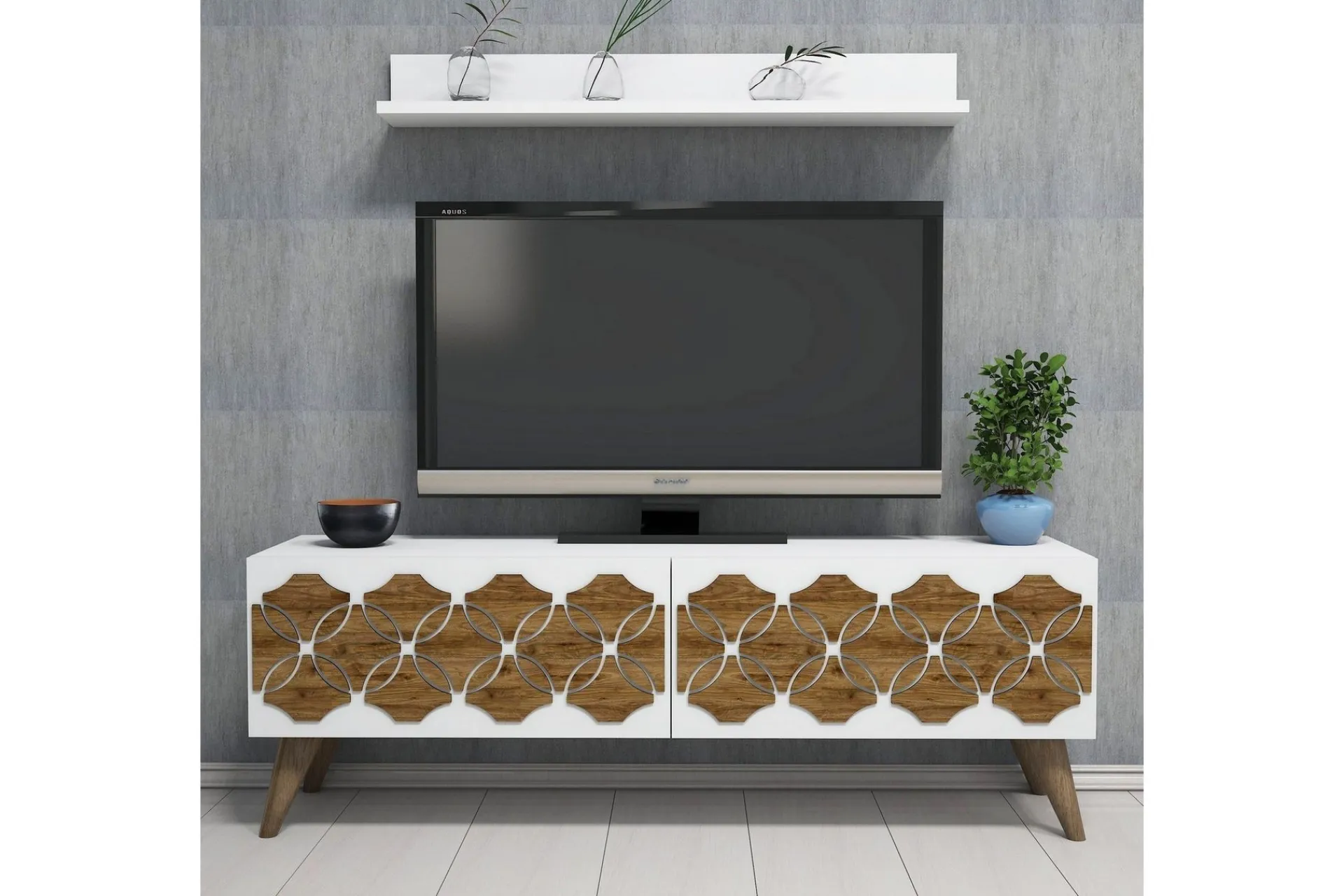 Tv-Møbelsett-Hovdane TV-Benk 120 cm Hvit