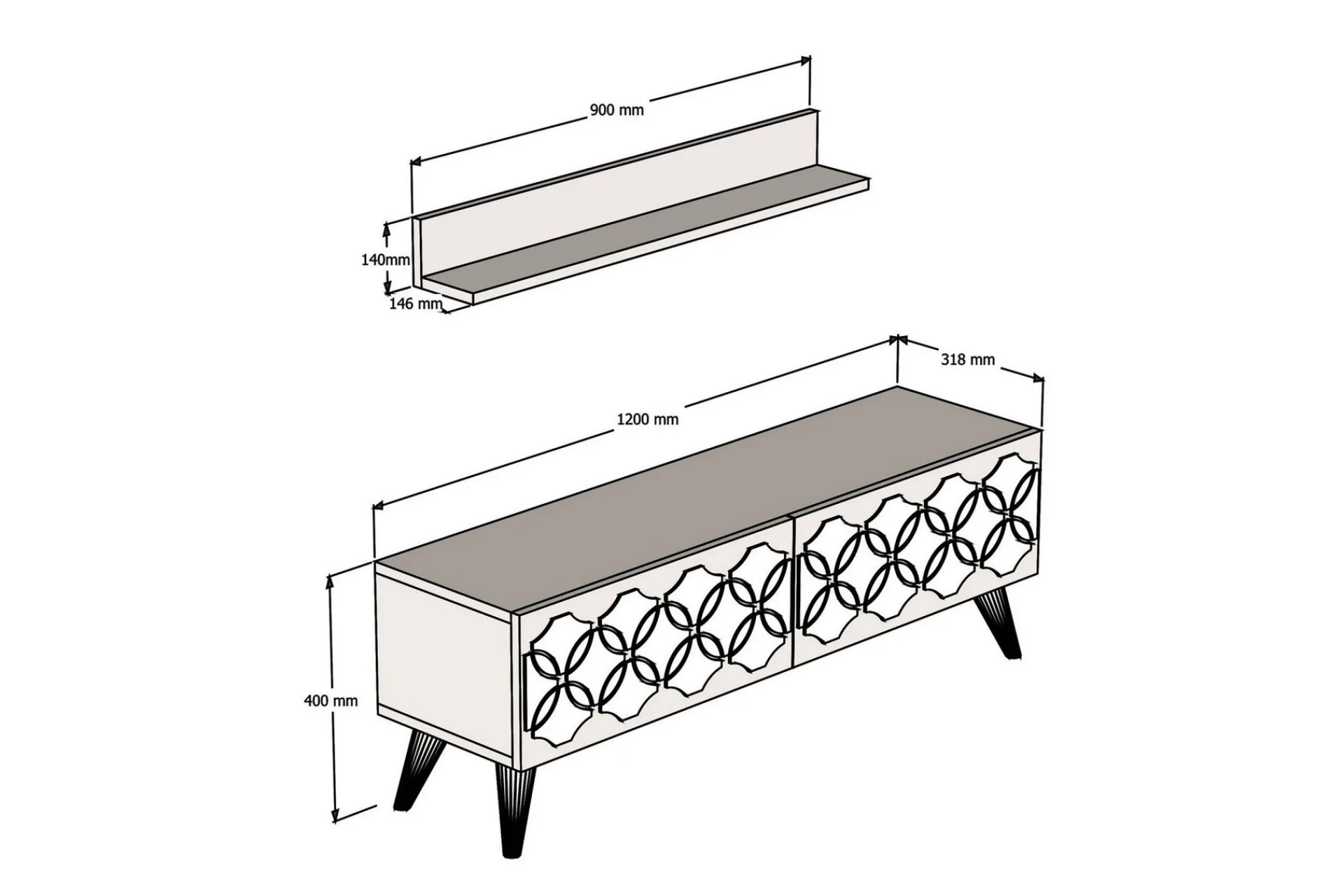 Tv-Møbelsett-Hovdane TV-Benk 120 cm Hvit