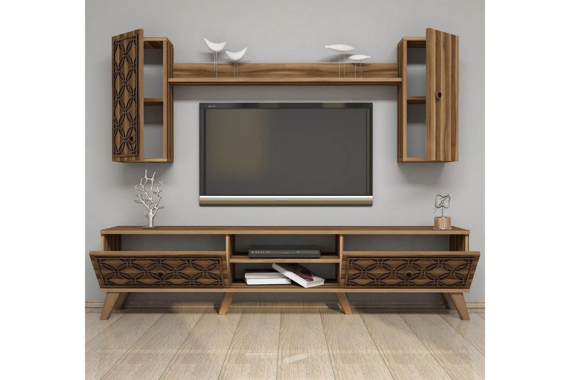 Tv-Møbelsett-Hovdane TV-møbelsett 180 cm Mørkebrun