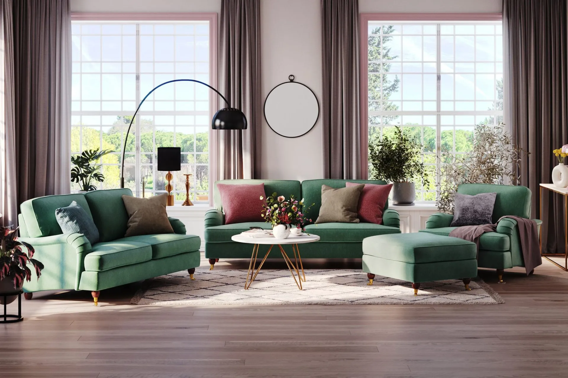Bloomington 2 Seter Sofa|Velour Sofa & Fløyel Sofa-Howard Lyx 2-seters Fløyelssofa Mørkegrønn