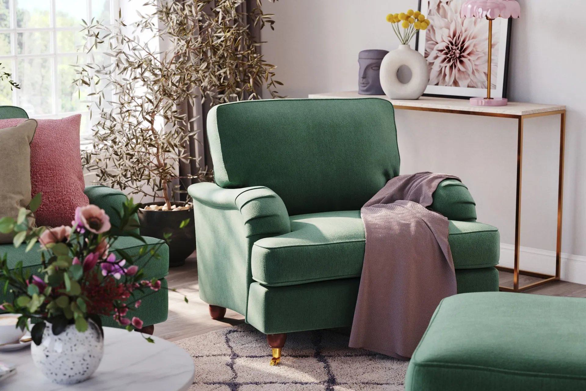 Bloomington 2 Seter Sofa|Velour Sofa & Fløyel Sofa-Howard Lyx 2-seters Fløyelssofa Mørkegrønn