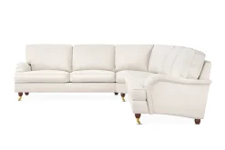 Bloomington Hjørnesofa|Velour Sofa & Fløyel Sofa-Howard Lyx 6-seters Høyrevendt L-formet Hjørnesofa i Fløyel Cremehvit