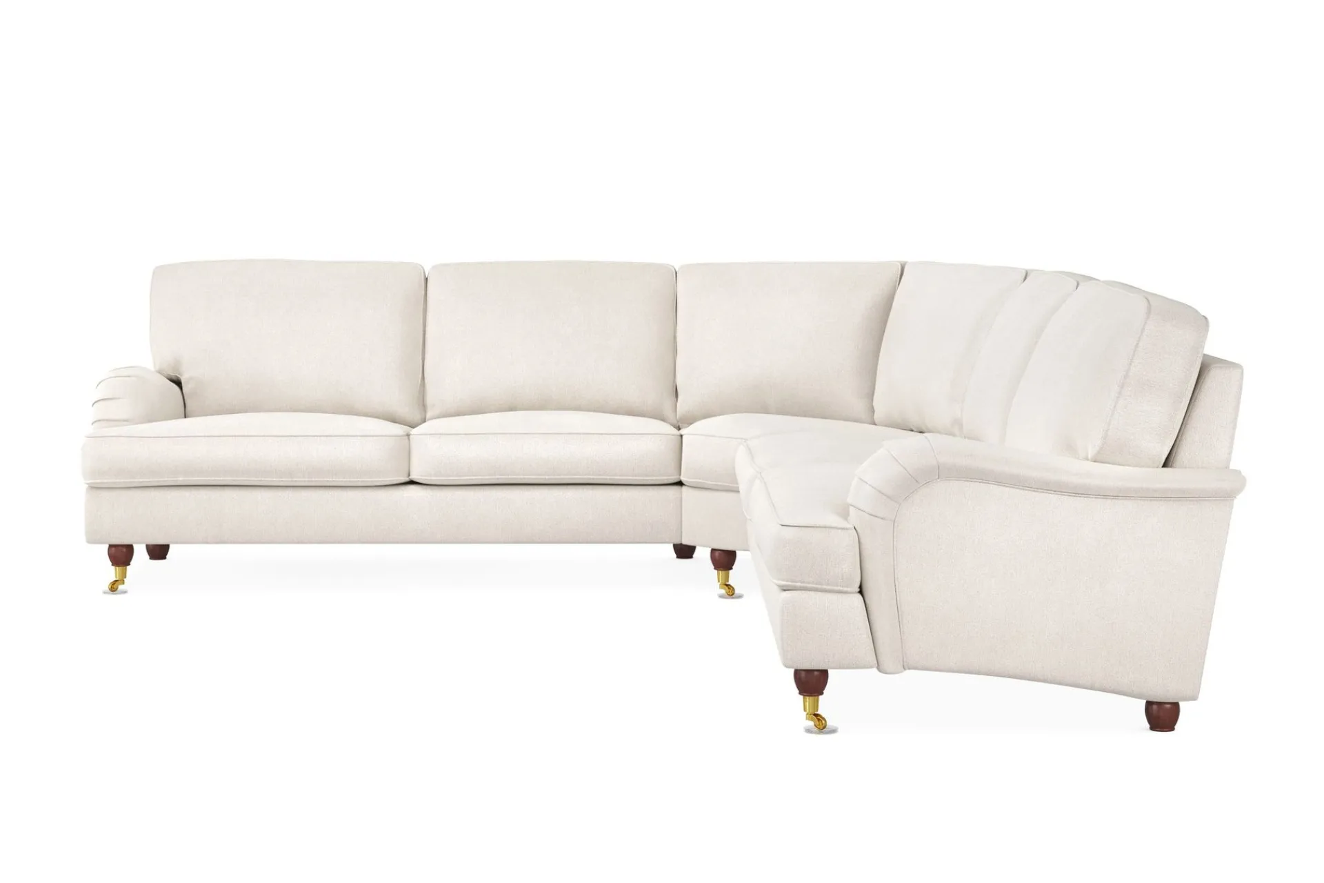 Bloomington Hjørnesofa|Velour Sofa & Fløyel Sofa-Howard Lyx 6-seters Høyrevendt L-formet Hjørnesofa i Fløyel Cremehvit