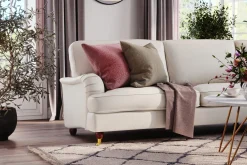 Bloomington Hjørnesofa|Velour Sofa & Fløyel Sofa-Howard Lyx 6-seters Høyrevendt L-formet Hjørnesofa i Fløyel Cremehvit