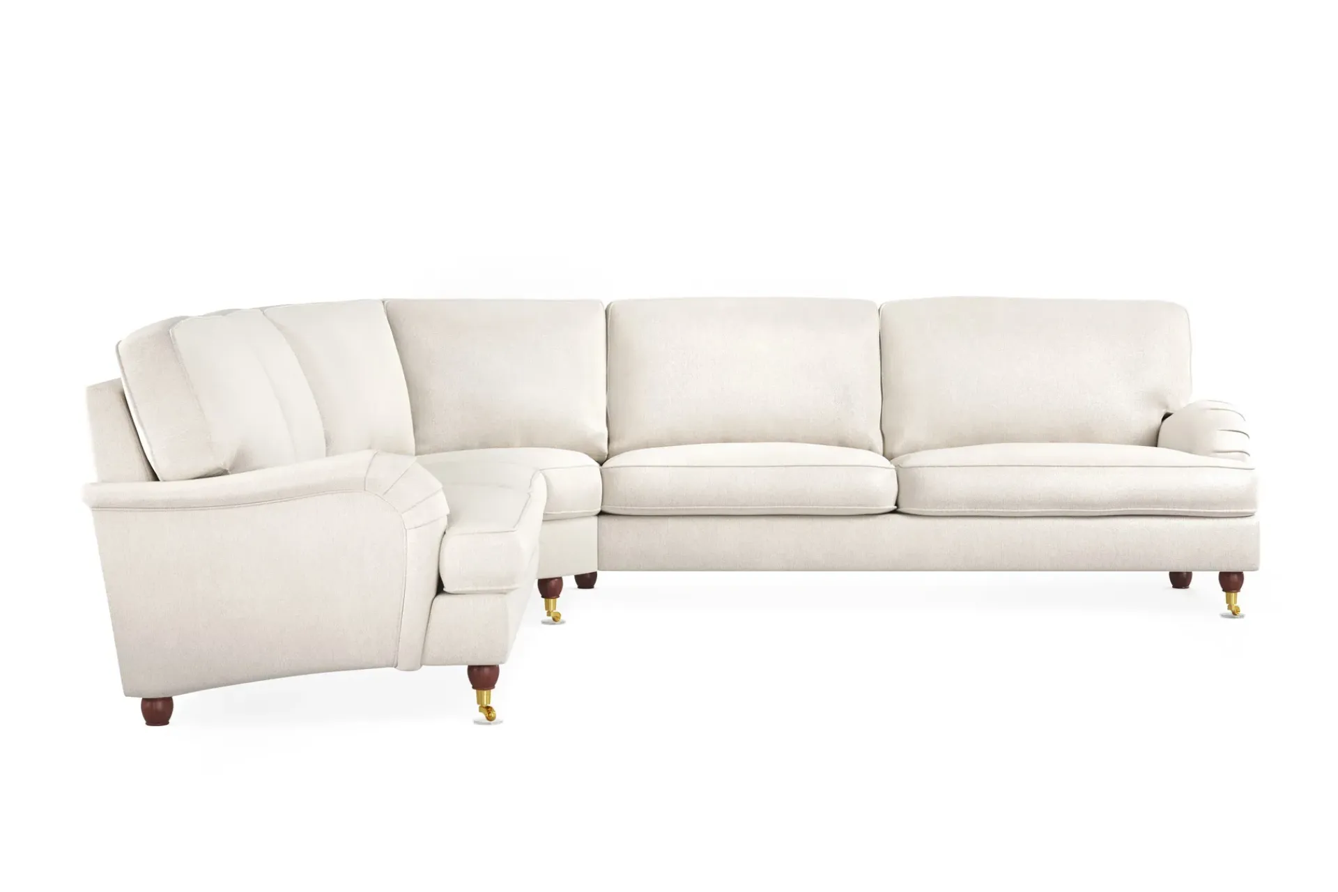 Bloomington Hjørnesofa|Velour Sofa & Fløyel Sofa-Howard Lyx 6-seters Høyrevendt L-formet Hjørnesofa i Fløyel Cremehvit