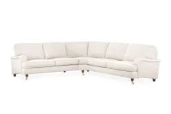 Bloomington Hjørnesofa|Velour Sofa & Fløyel Sofa-Howard Lyx 6-seters Høyrevendt L-formet Hjørnesofa i Fløyel Cremehvit