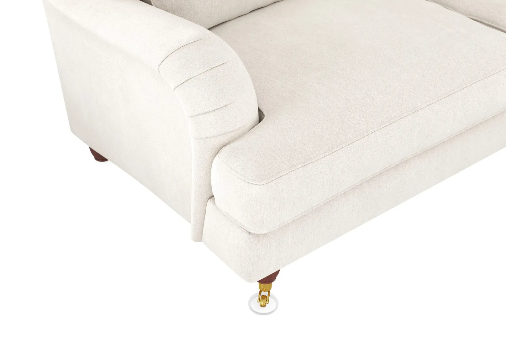 Bloomington Hjørnesofa|Velour Sofa & Fløyel Sofa-Howard Lyx 6-seters Høyrevendt L-formet Hjørnesofa i Fløyel Cremehvit