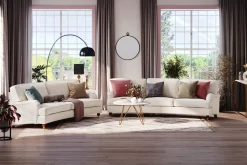 Bloomington Velour Sofa & Fløyel Sofa-Howard Lyx 3-seters Svunget Fløyelssofa Cremehvit