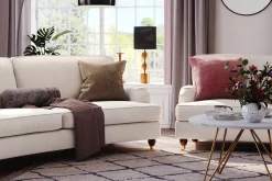 Bloomington Velour Sofa & Fløyel Sofa-Howard Lyx 3-seters Svunget Fløyelssofa Cremehvit